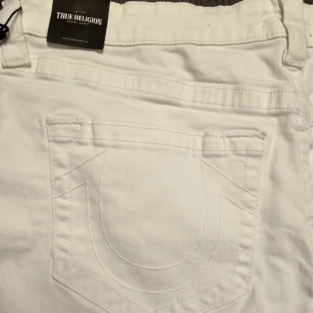 True Religion White Denim Jean Shorts